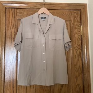 Vintage silk safari style button down top